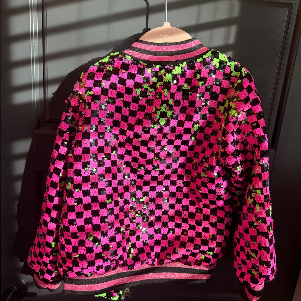 Lola + The Boys Pink and Green Sequin Jacket